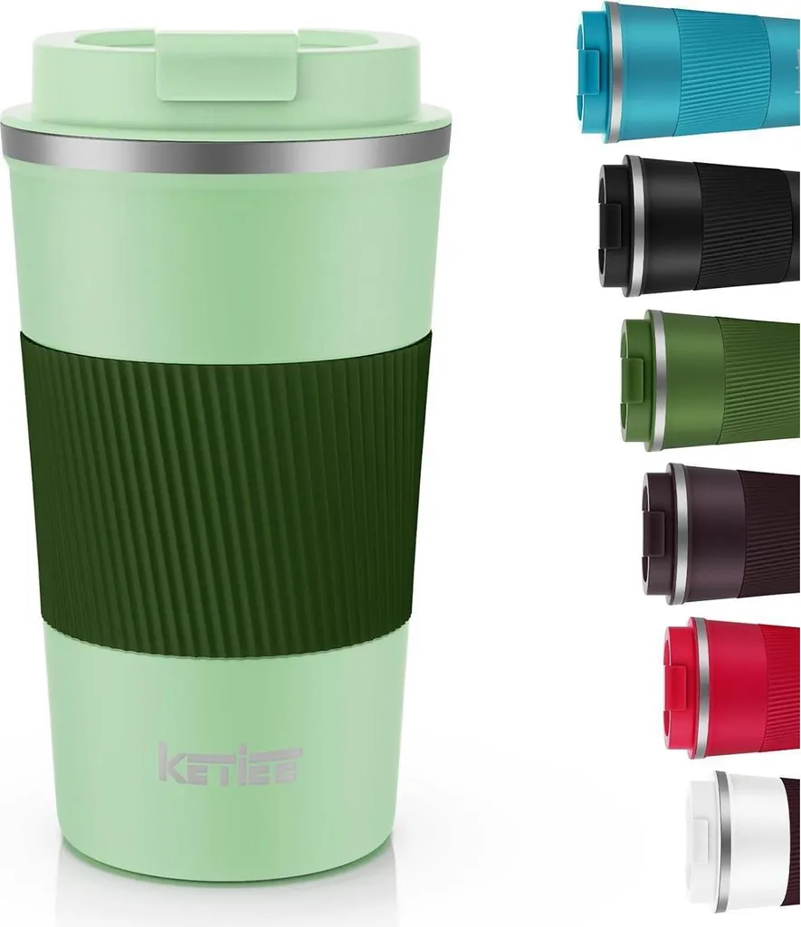 KETIEE Tazza Termica 510ml Verde - Mug da Viaggio in Acciaio Inox