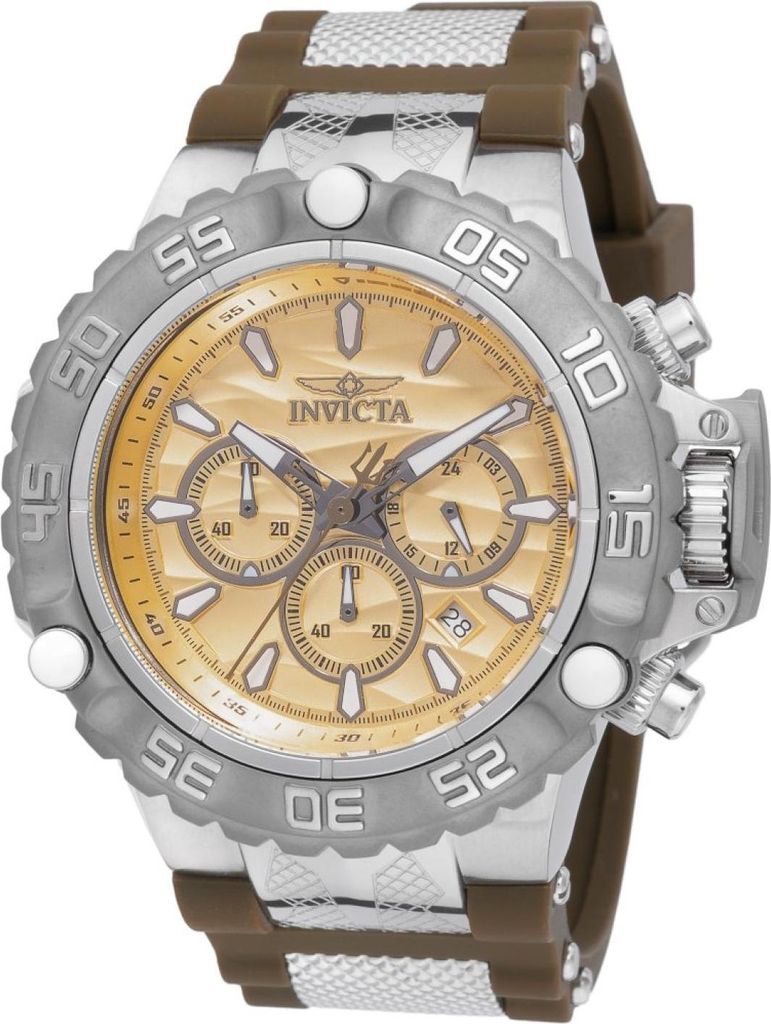 Invicta Subaqua - Poseidon 48559 Herren uhr - Wasserdicht - Analog - Quarzuhrwerk - Edelstahl mit goldenen zifferblat - 55mm