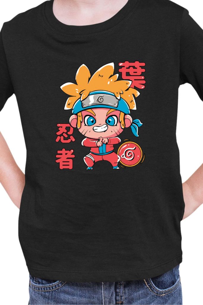 Kinder T-Shirt Japan Manga Anime Comics Animation Naruto Cute Drawning, 12-13 Jahr - 152 / Schwarz