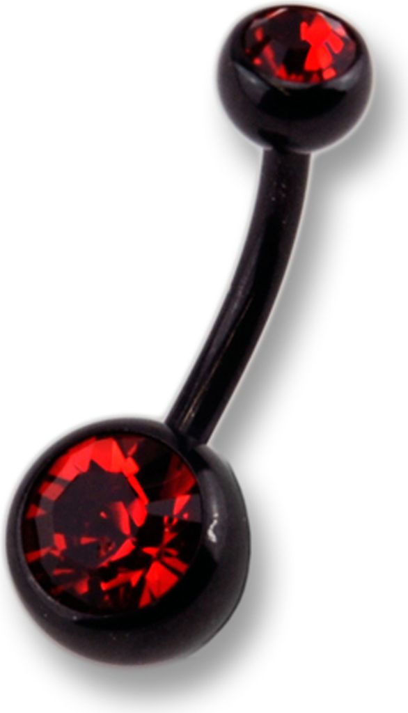 Zeeme Body Jewelry Piercing Edelstahl 1,0cm schwarz Kristall rot 159000803-10mm-6