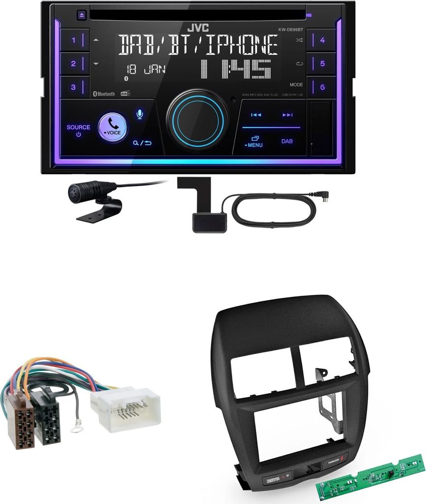 JVC KW-DB95BT Bluetooth Digitalradio Einbauset für Mitsubishi ASX bis 2014