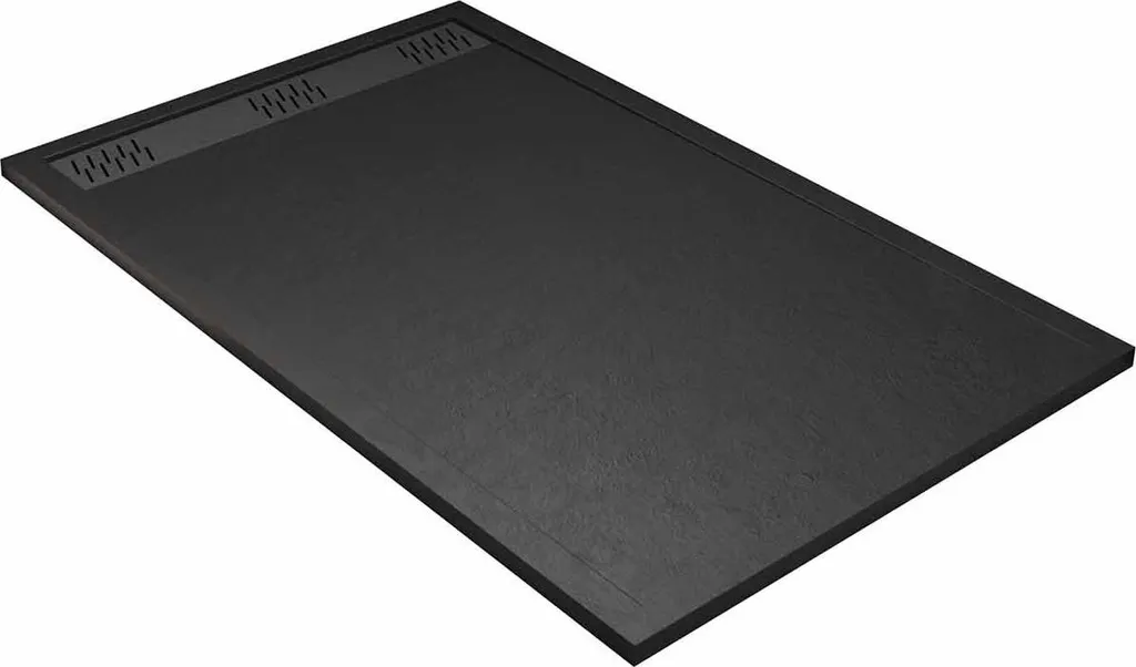 Receveur de douche 90x140 noir effet pierre avec grille gun metal