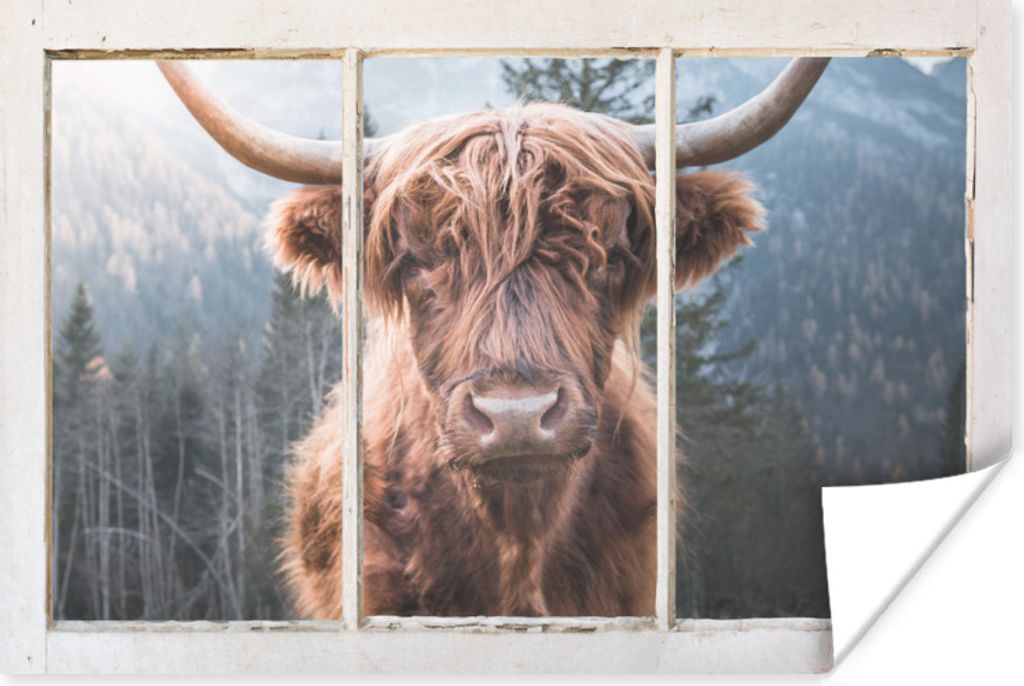 MuchoWow Poster Highlander - Berg - Aussicht 180x120 cm - Fotoplakat