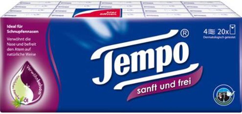 Tempo Taschentücher Sanft&Frei 20x9 Produktbild 