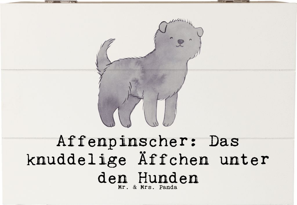 Mr. & Mrs. Panda Geschenkbox Affenpinscher Äffchen 22 x 15 cm - Weiß - Geschenk, Hunderasse, Box, zotteliges Fell, quirlig, Hundeliebhaber, Schat...