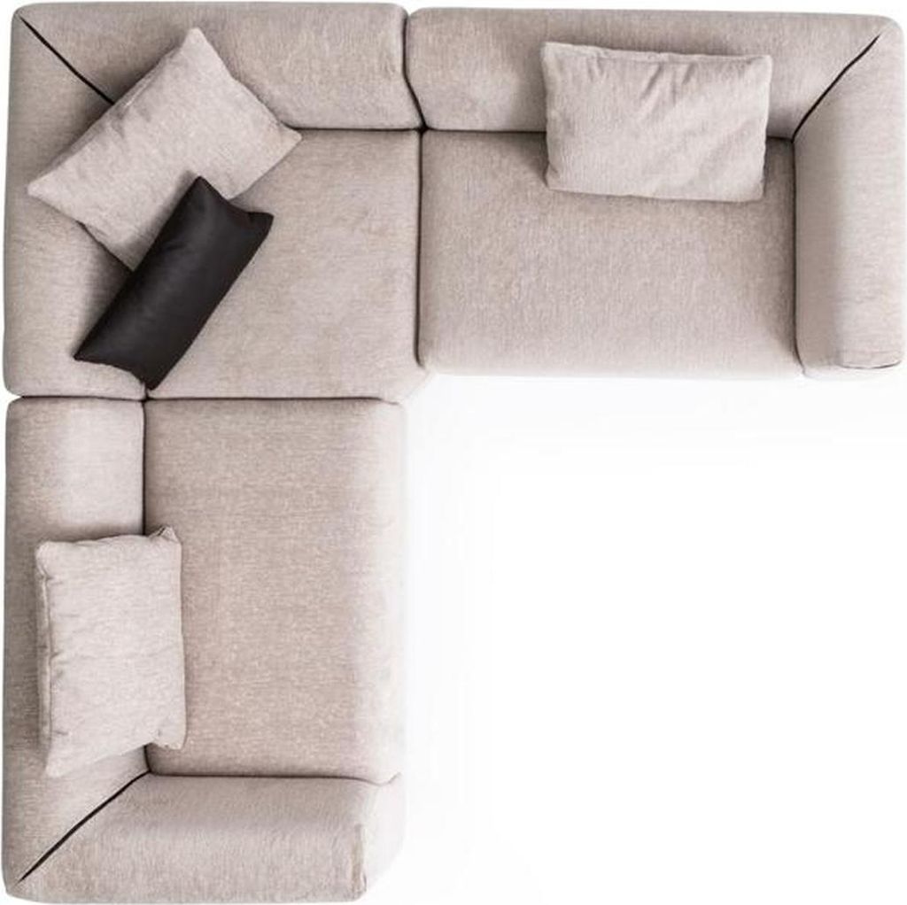 Ecksofa Beige L-Form Wohnlandschaft Eckcouch Sofa Moderne Couch Textilmöbel