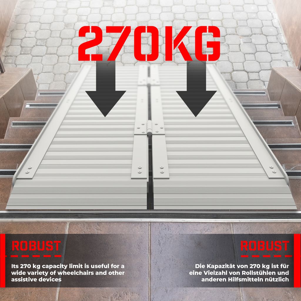 Jago® Rollstuhl rampe - Aluminium, Klappbar, versch. Größen Produktbild 6