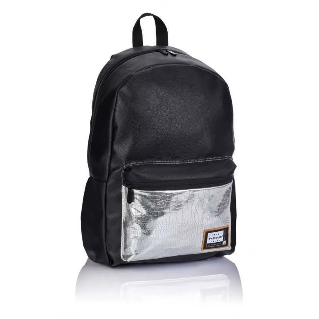 Sac à dos en cuir HEAD Black Silver idéal pour bureau et voyages