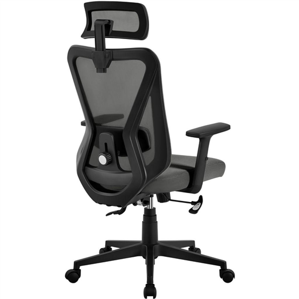 Yaheetech Bürostuhl Ergonomisch, Schreibtischstuhl mit Verstellbarer Kopfstütze, Armlehnen, Lendenwirbelstütze, Höhenverstellbar, Chefsessel au...