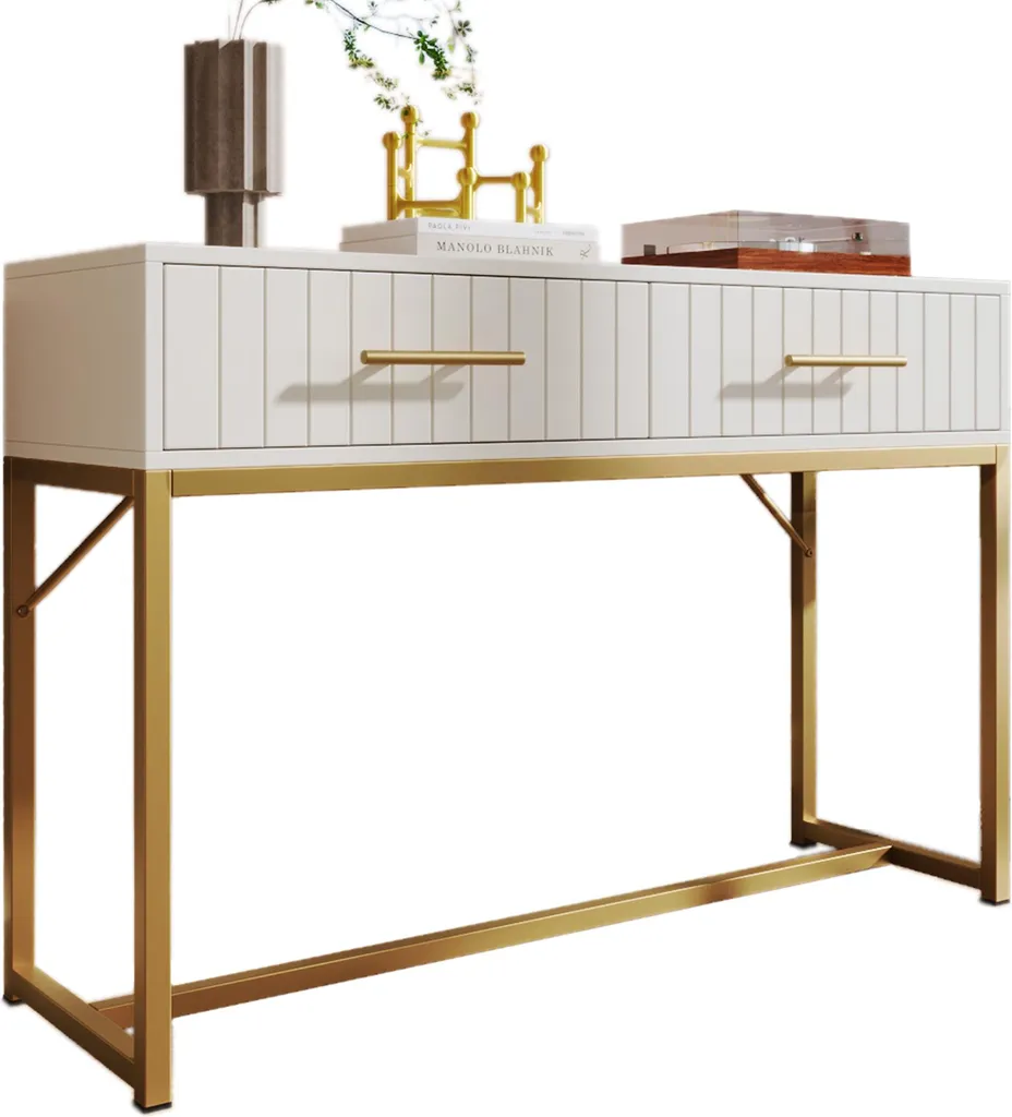 Bureau Coiffeuse pour Chambre 100x45cm - Rangement Maquillage Blanc - 11