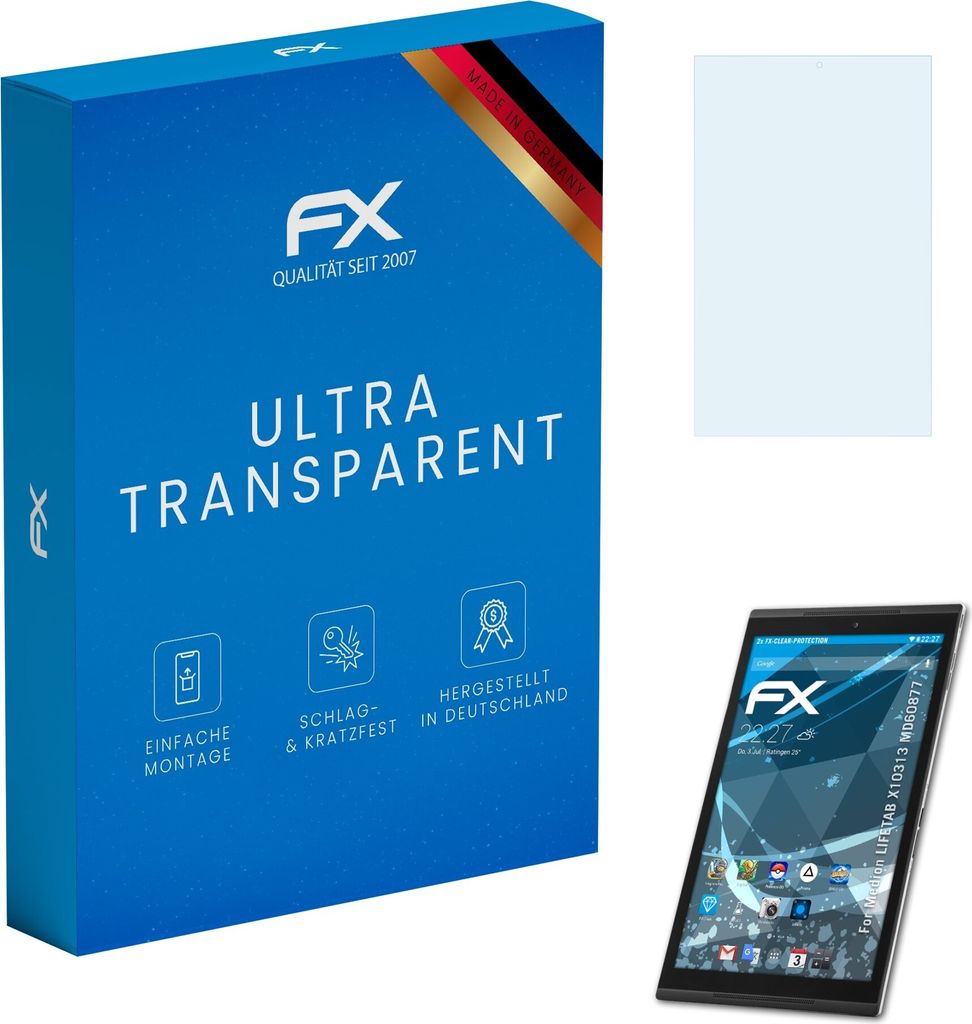 atFoliX FX-Clear 2x Schutzfolie kompatibel mit Medion LIFETAB X10313 (MD60877) Displayschutzfolie