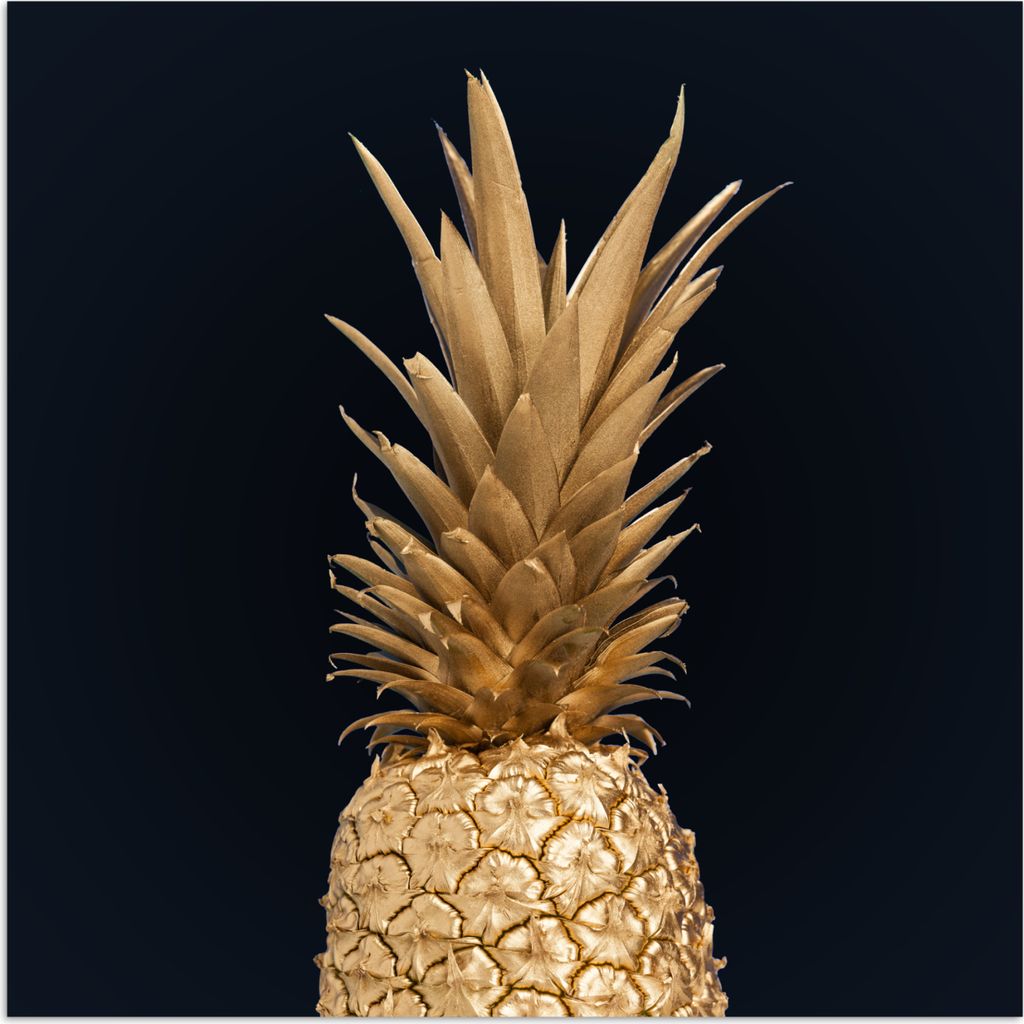 MuchoWow Poster Ananas - Gold - Farbe - Schwarz - Obst - Luxus 30x30 cm - Wandposter - Printing