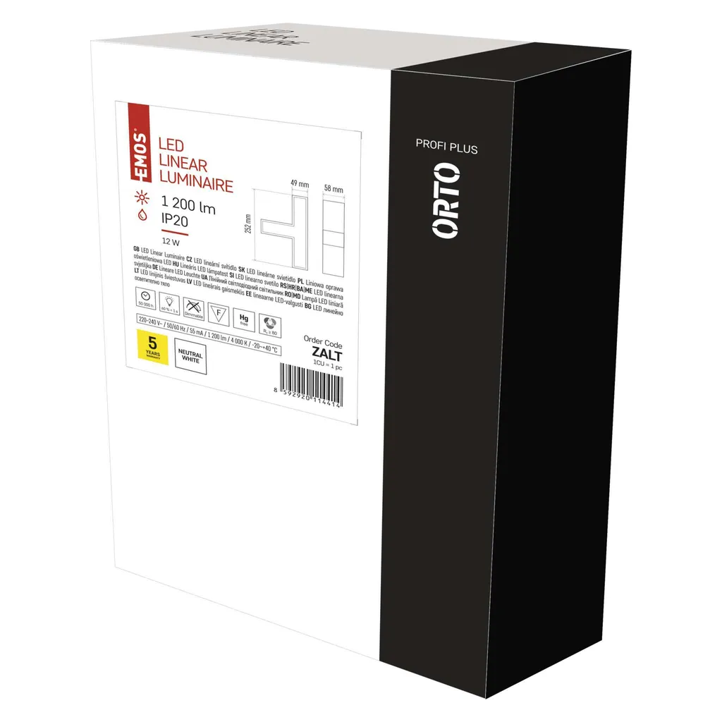 Luminaire linéaire LED 12W EMOS ORTO blanc neutre 4000K série ZALT pro
