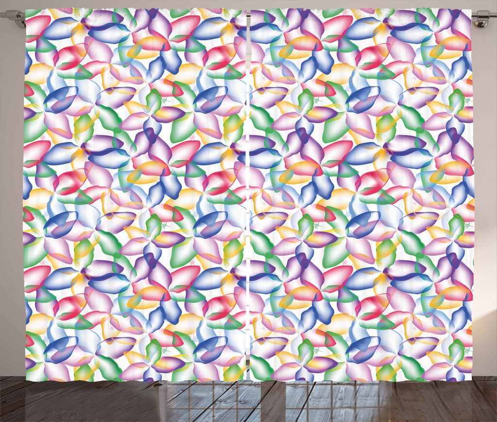 ABAKUHAUS Blumen Rustikaler Vorhang, Bunte Blütenblätter, Wohnzimmer Universalband Gardinen mit Schlaufen und Haken, 280 x 175 cm, Mehrfarbig