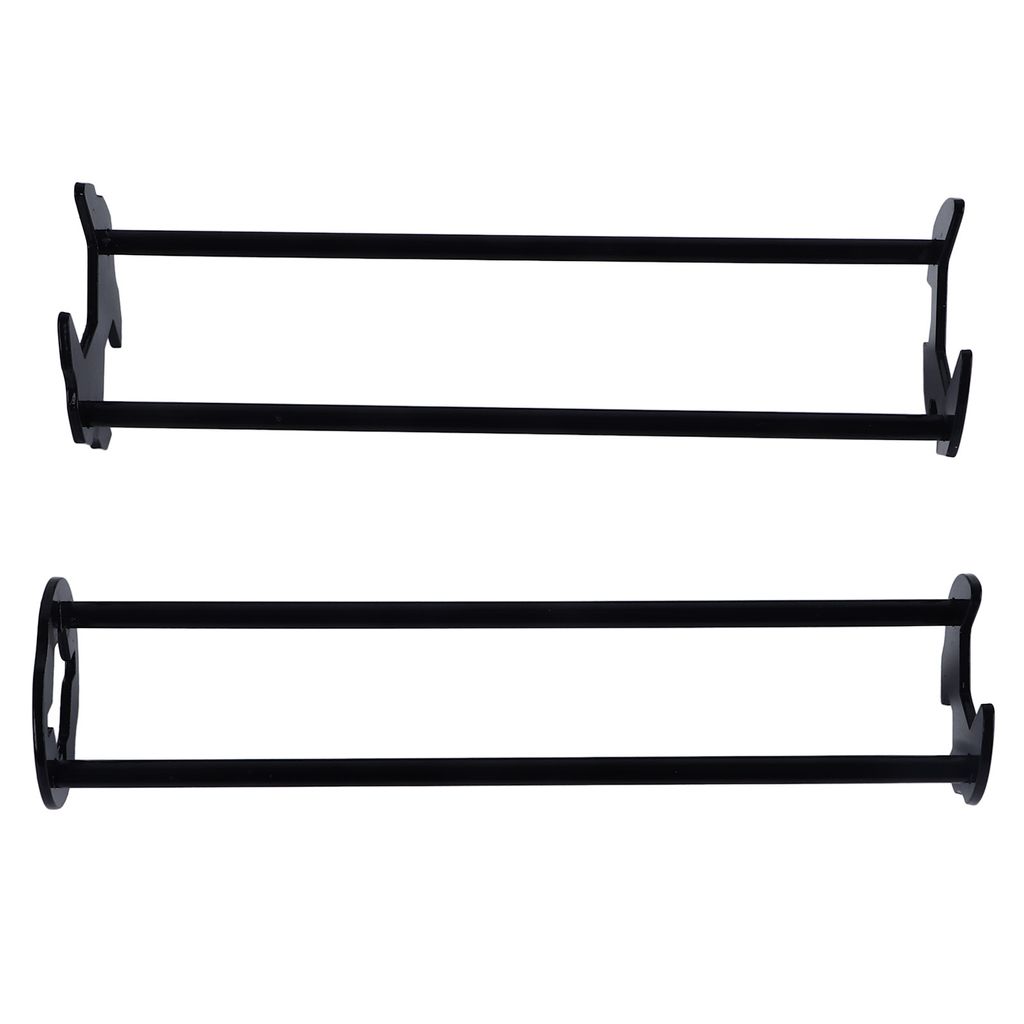 Two black metal racks are shown against a white background.
