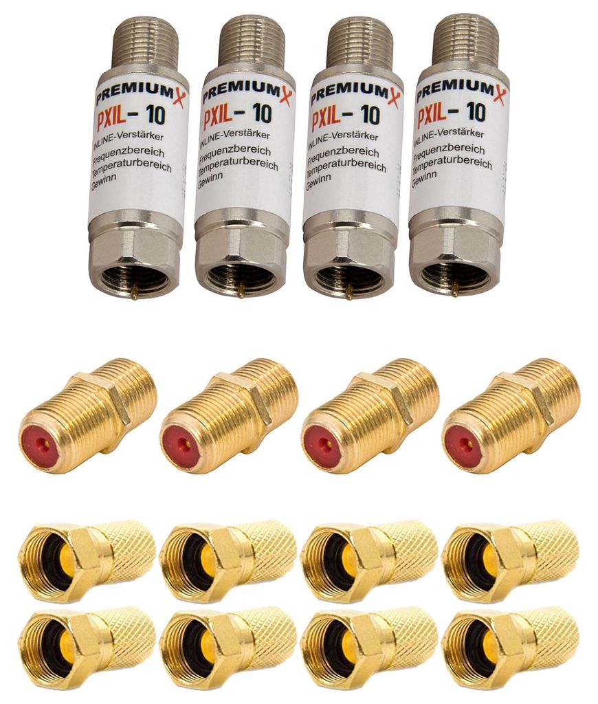 PremiumX 4x PXIL-10 Inline Verstärker 20dB für SAT / DVB-T Produktbild 