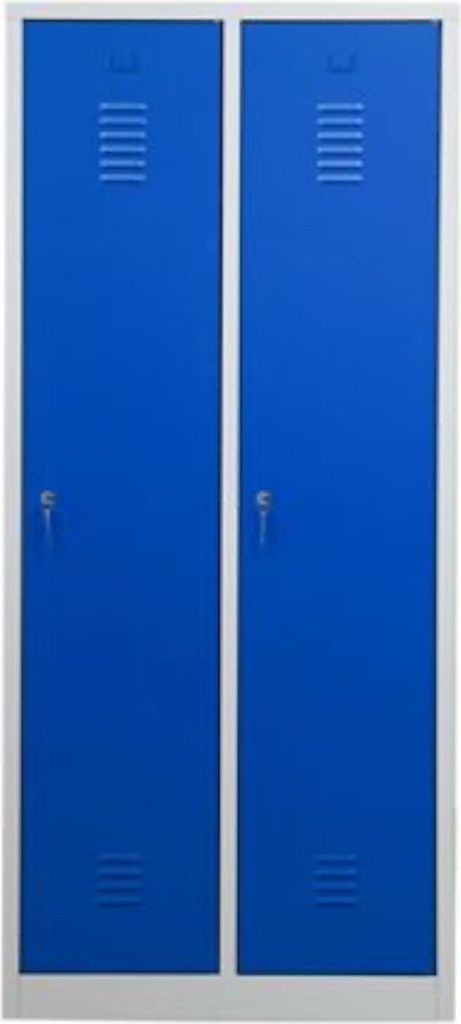 Garderobenspind Camel | 2-Fach mit Pro-Aufteilung| HxBxT 180x80x50 cm | Zylinderschloss | Grau-Blau