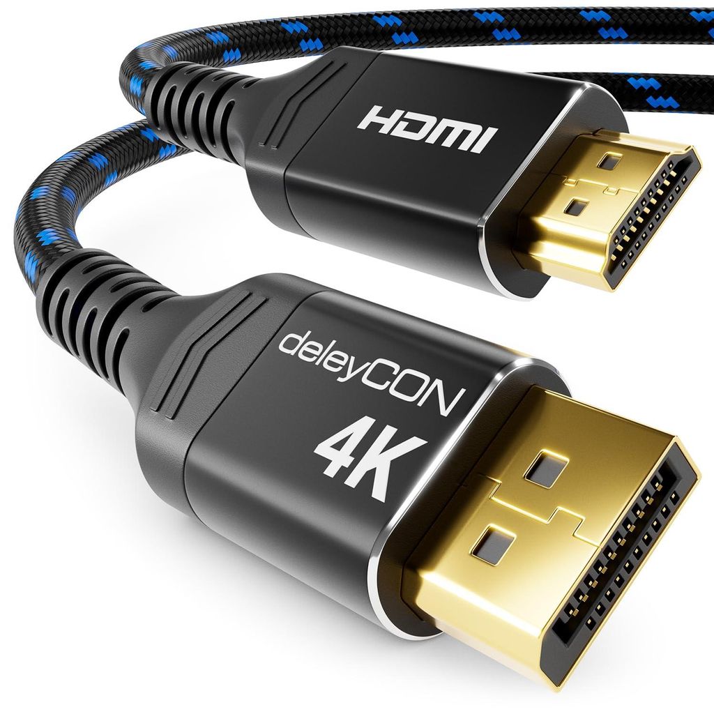 deleyCON 3,0m 4K DisplayPort auf HDMI Kabel 1080P@60Hz Produktbild 