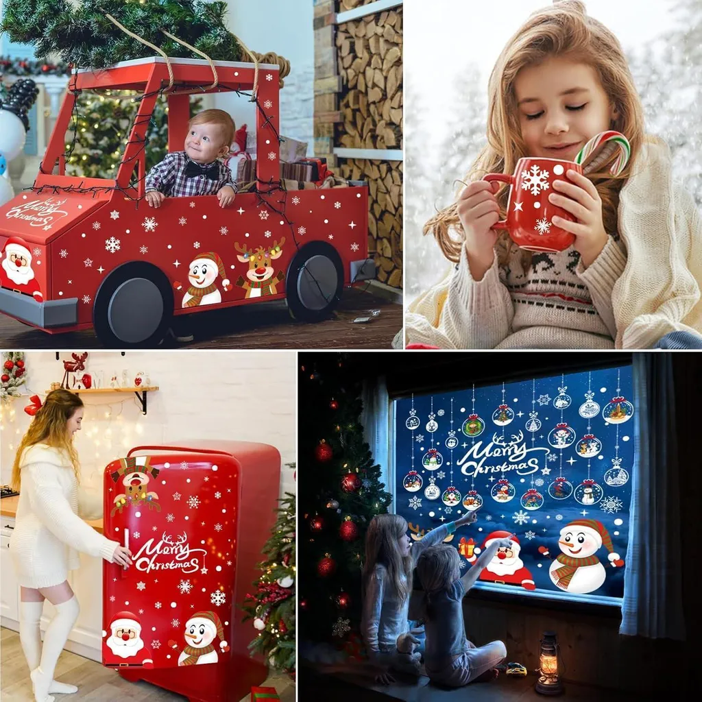 Sticker Noël Vitre sans Colle Réutilisable - Déco Propre 256 Pcs - 4