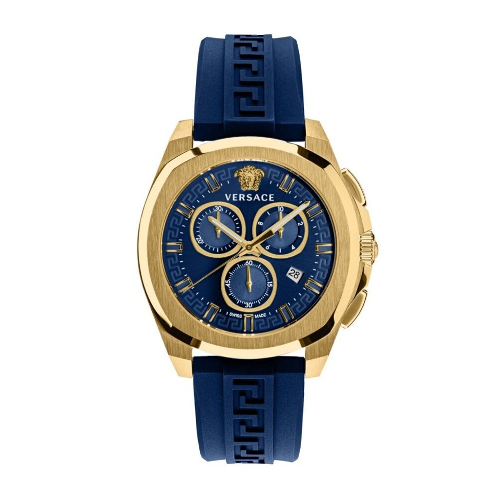 Versace VE7CA0323 New Chrono Geo gold blau Kautschuk Herren Produktbild 