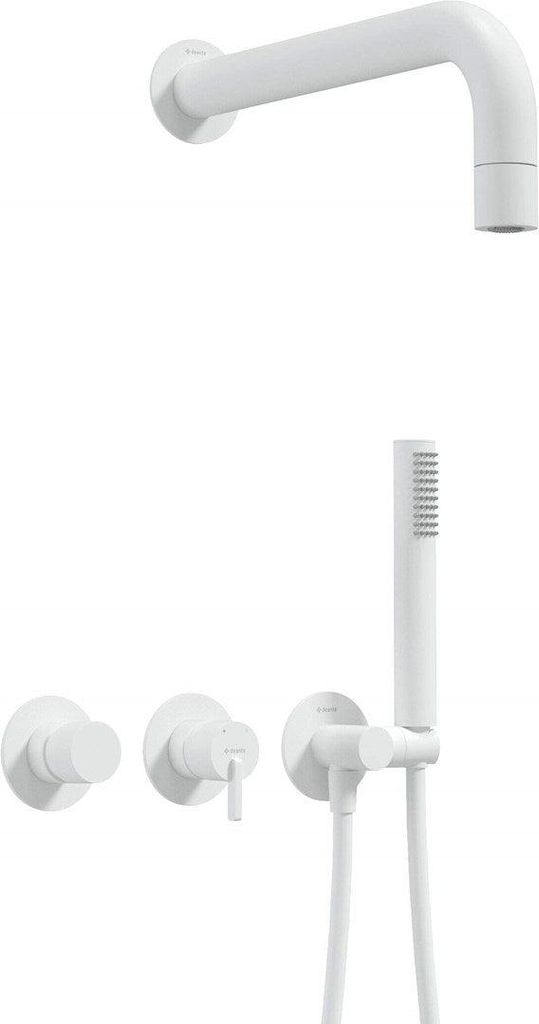Concealed shower set with hand shower - with horizontal mixer