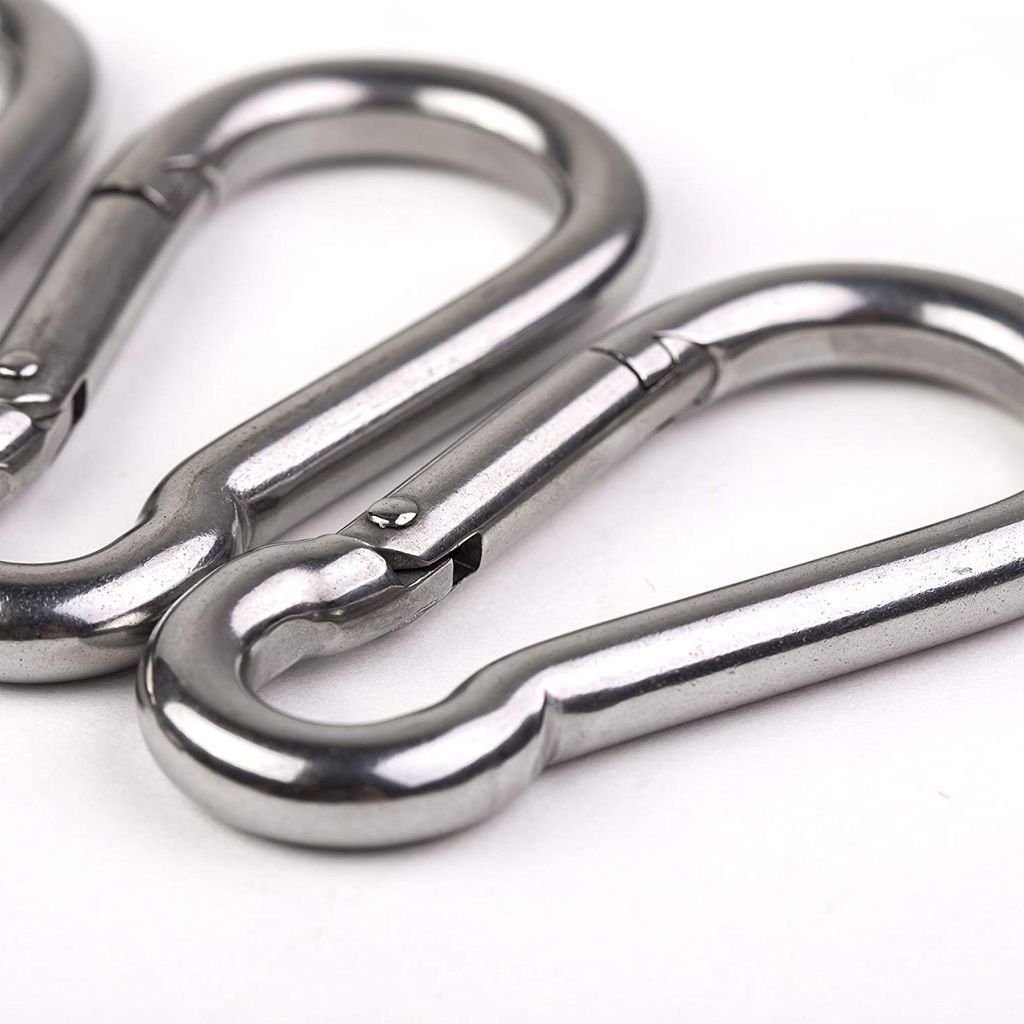 4er-Set Edelstahl-Verschlusskarabiner – D-förmig Mit Schraubgewinde, 5,7 Cm, Belastbarkeit 500 Kg (Bruchlast 1300 Kg)
