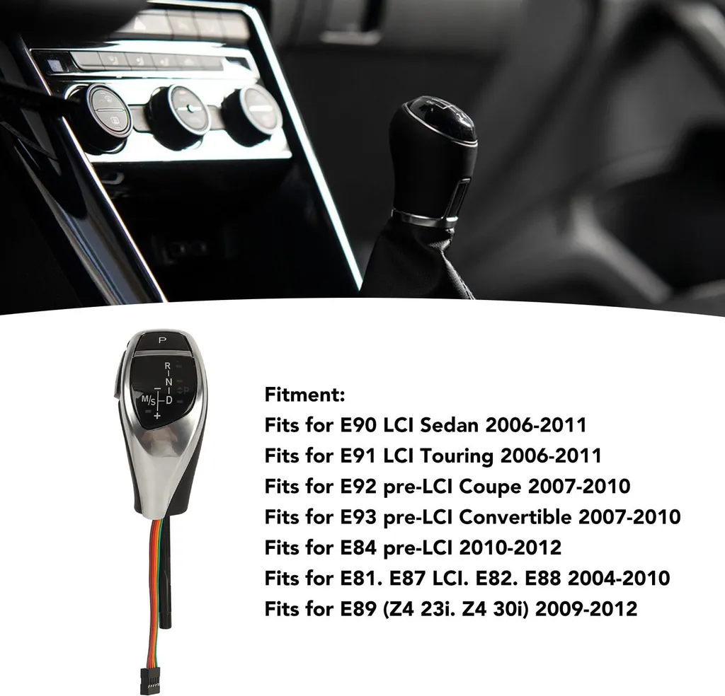 Pommeau de vitesse LED lumineux type pouce pour BMW E91 E93 argent