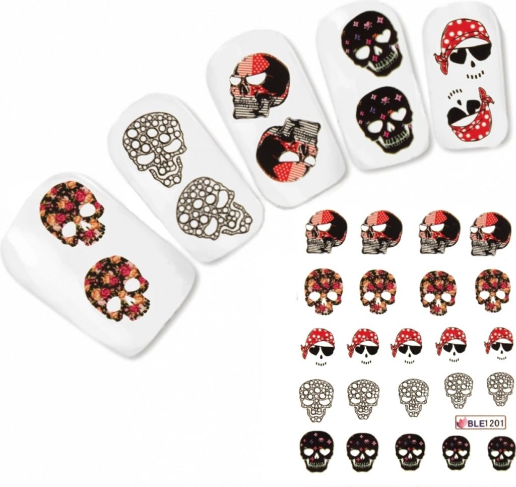 Nagel Sticker Tattoo Nail Art Totenkopf Aufkleber Neu!