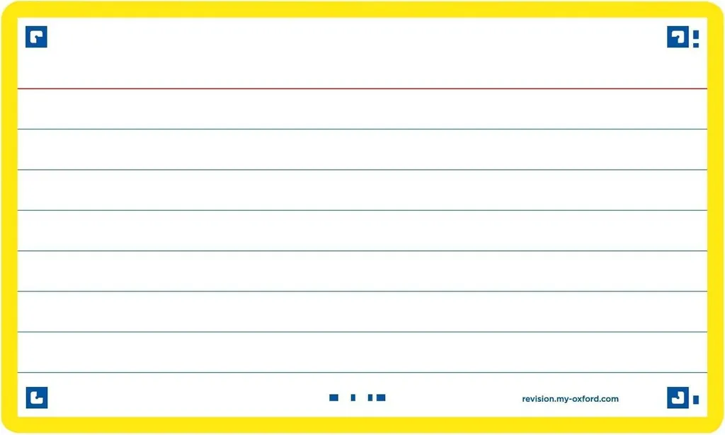 Flashcards Oxford Flash 2.0 jaunes lignées 75x125mm pour mémoriser vite
