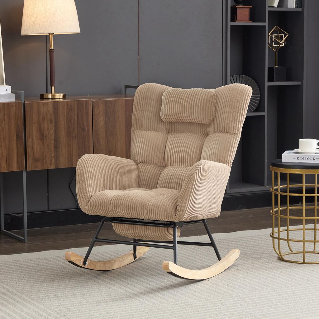 OKWISH Fauteuil à Bascule - Rocking-Chair en Bois Massif Image du produit 