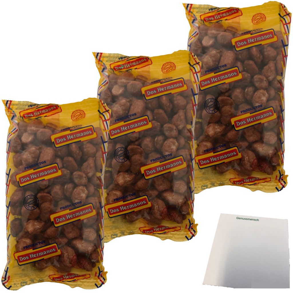 Dos Hermanos Glasierte Mandeln Zuckermandeln 3er Pack (3x200g Packung) + usy Block
