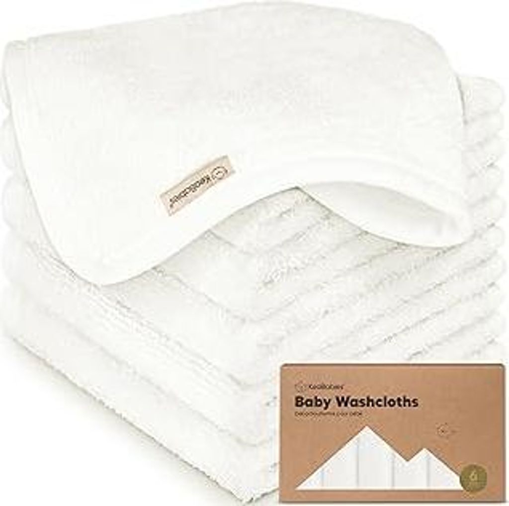 KeaBabies 6-Pack Babywaschlappen - Weiche Bambus-Waschlappen für Babys, Kinder, Ultra Absorbierende Neugeborenen-Badehandtücher, 25 x 25cm, Sanft...