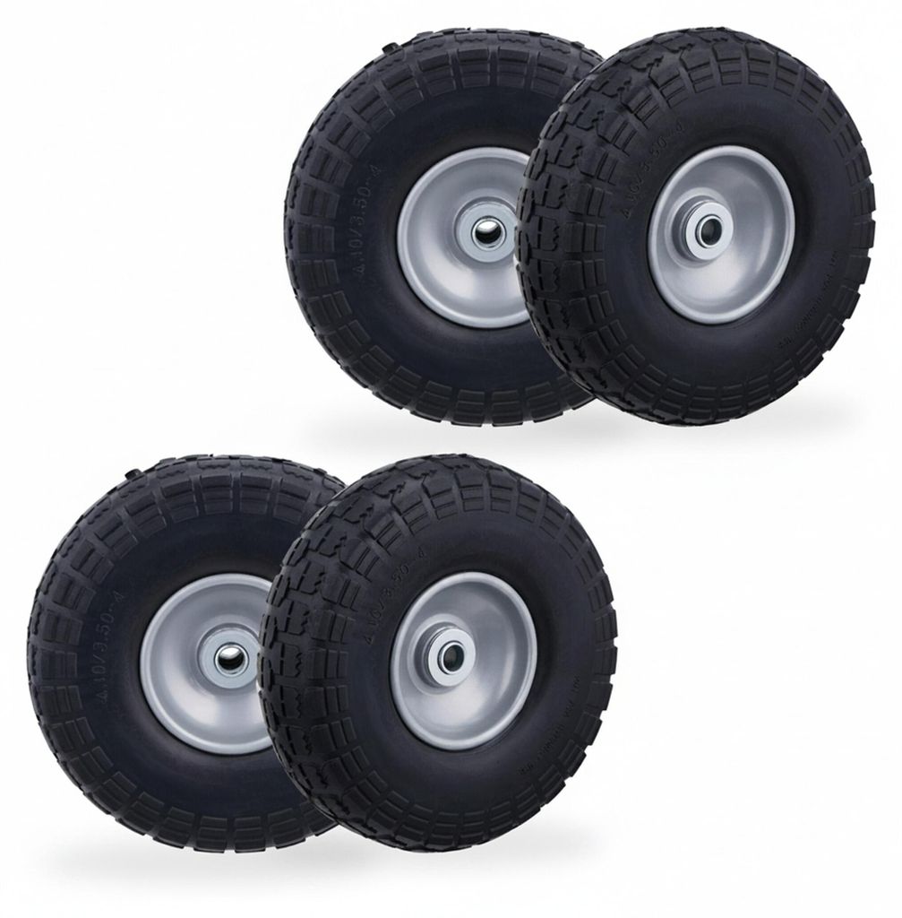 Relaxdays, jeu de 4 roues pour diable, pneus en caoutchouc Image du produit 