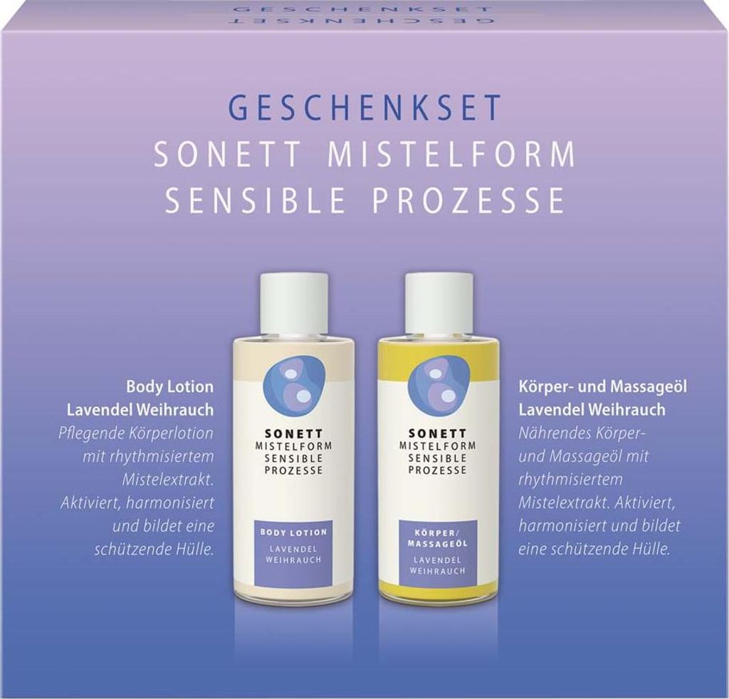 Sonett Geschenkset Mistelform Lavendel Body Lotion & Öl 2 x 50 ml, Unisex, Jeder Hauttyp, Weichmachend, Wirkt beruhigend, Nährend, Lavendel, 50 m...