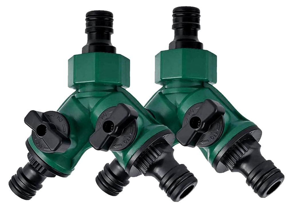 Gartenschlauch Wasserverteiler 2-Wege-Verteiler, 2 x 3/4" Kunststoffschlauchverteiler für Gartenbau und Bewässerung