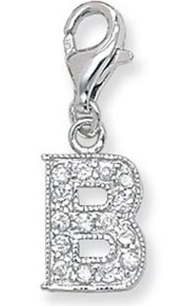Süß 925 Sterling Silber Buchstaben / Initiale Damen - Anhänger mit Zirkonia; TRS35307LTB