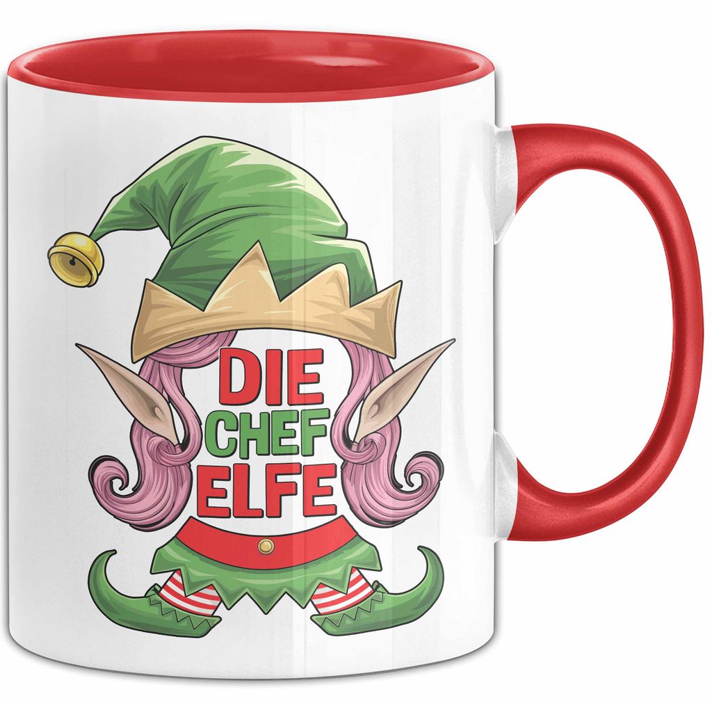 Chefin Tasse Geschenk Die Chef Elfe Geschenkidee Zu Weihnachten Für Chefin Kaffee-Becher (Rot)