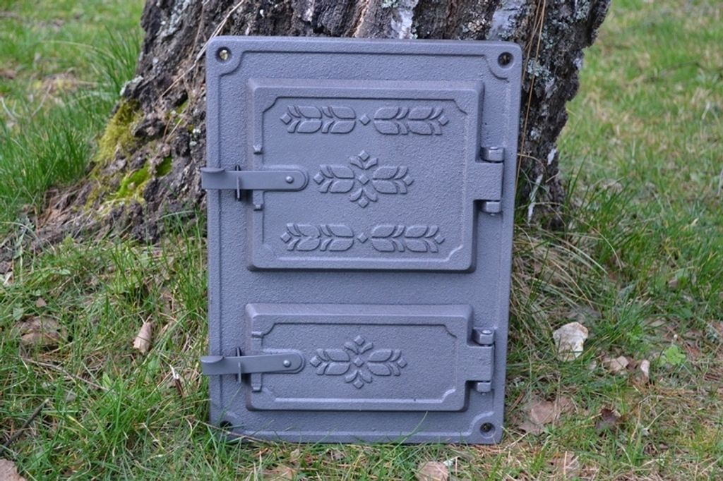 SEZAM - 27,5x37,5cm -Kamintür, Gußeisen Tür für Brotbackofen, Pizzaofen, Räucherofen für Haus oder Garten, Kachelofen, Ofentür, Räuchereit...