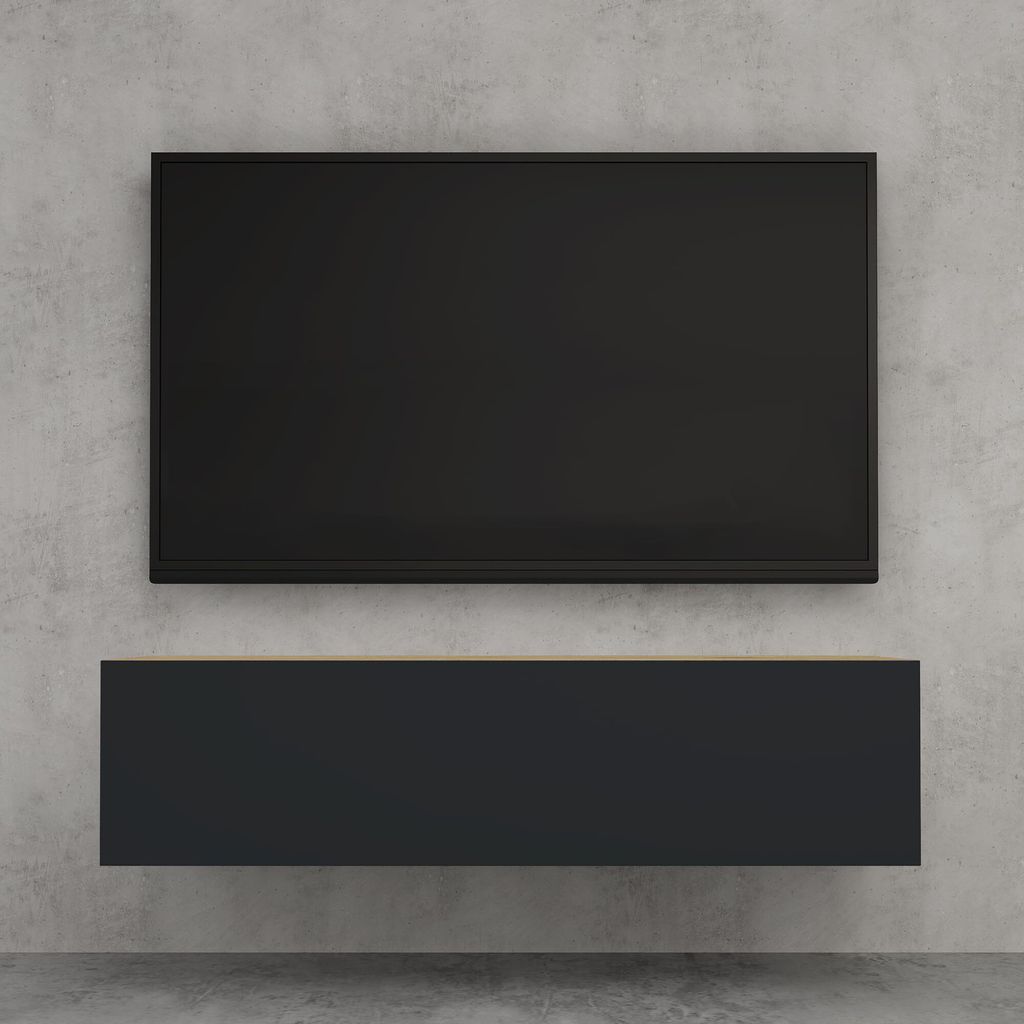 doporro Mobile Porta TV Sospeso 120 cm con 2 Ante Marrone Immagine del prodotto 