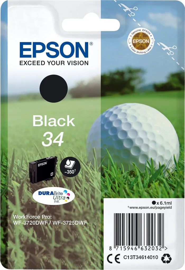 Epson Golf ball 34 Noir Cartouche d'encre DURABrite Ultra Originale