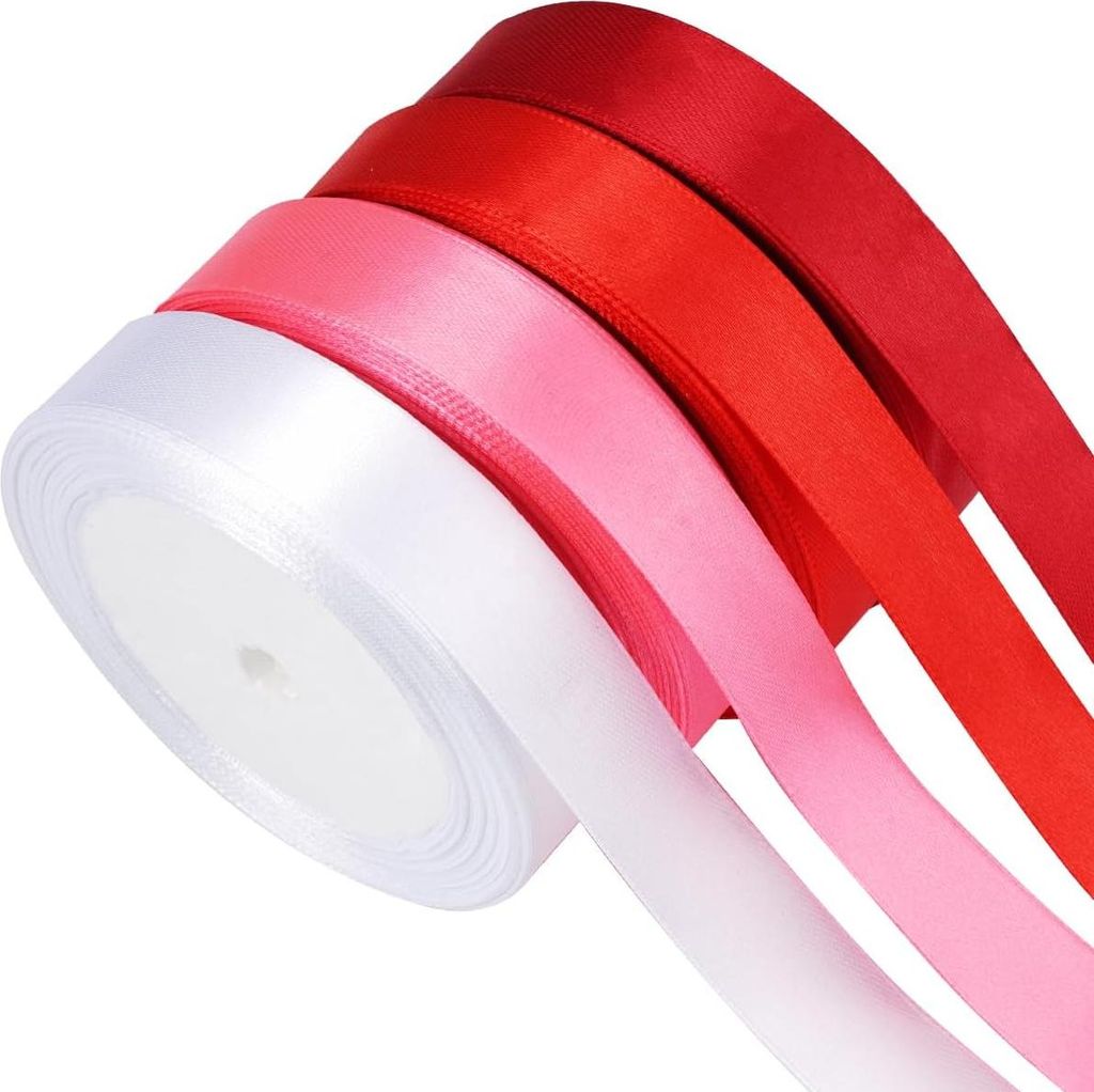 Set von 4 Rollen 20 mm breites dekoratives Geschenkbändchen - 22 Meter pro Rolle - Weihnachtsband für Geschenkverpackungen - Satinband für Gesch...