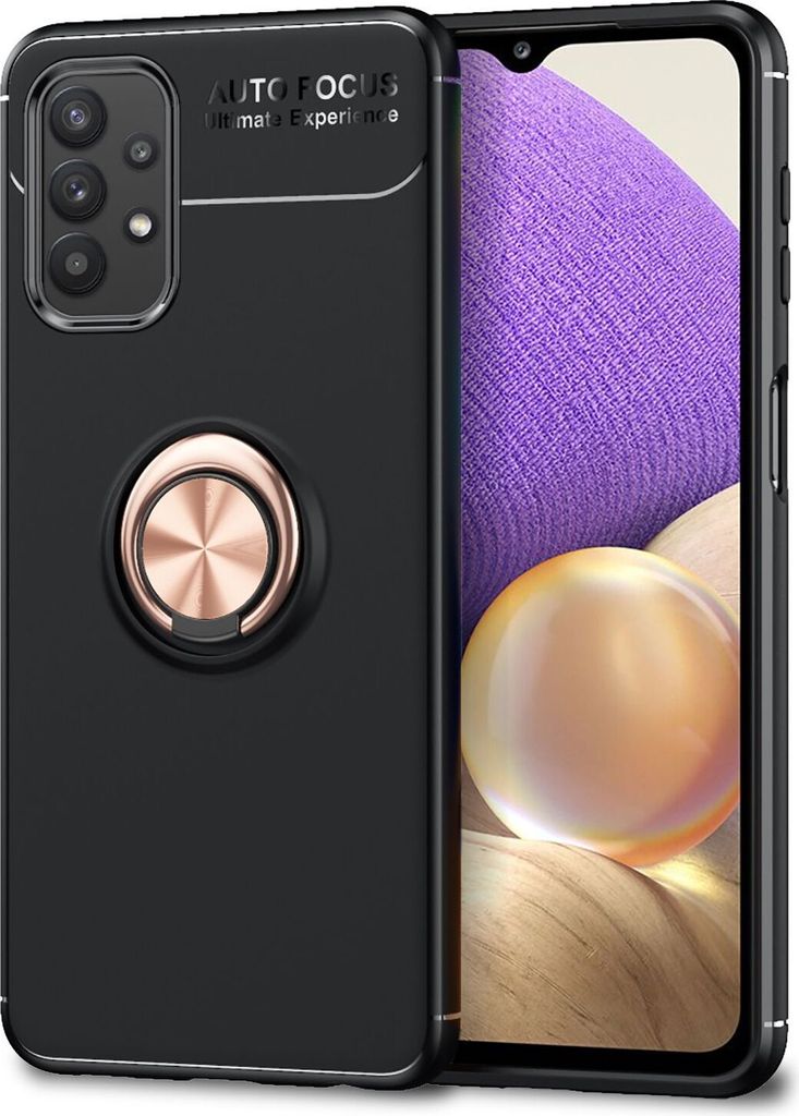 NALIA Ring Handy Hülle für Samsung Galaxy A32 5G, Silikon Cover 360 Grad Halter Rose Gold