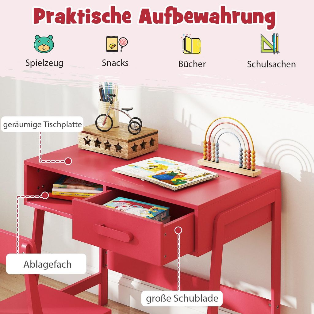 Bureau et chaise pour enfants réglable en hauteur - Ensemble éducatif