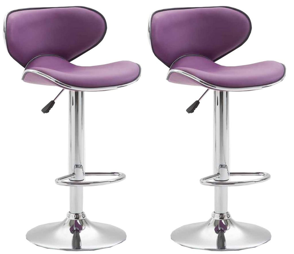 2er Set Barhocker HLO-CP29 V2 Kunstleder chrom lila