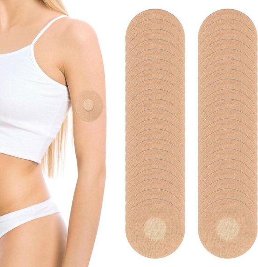 Wasserdichte Sensorpleister - 45 Stück, für CGM-Befestigung und Schwimmen/Duschen - atmender Sensor-Sticker (Beige)