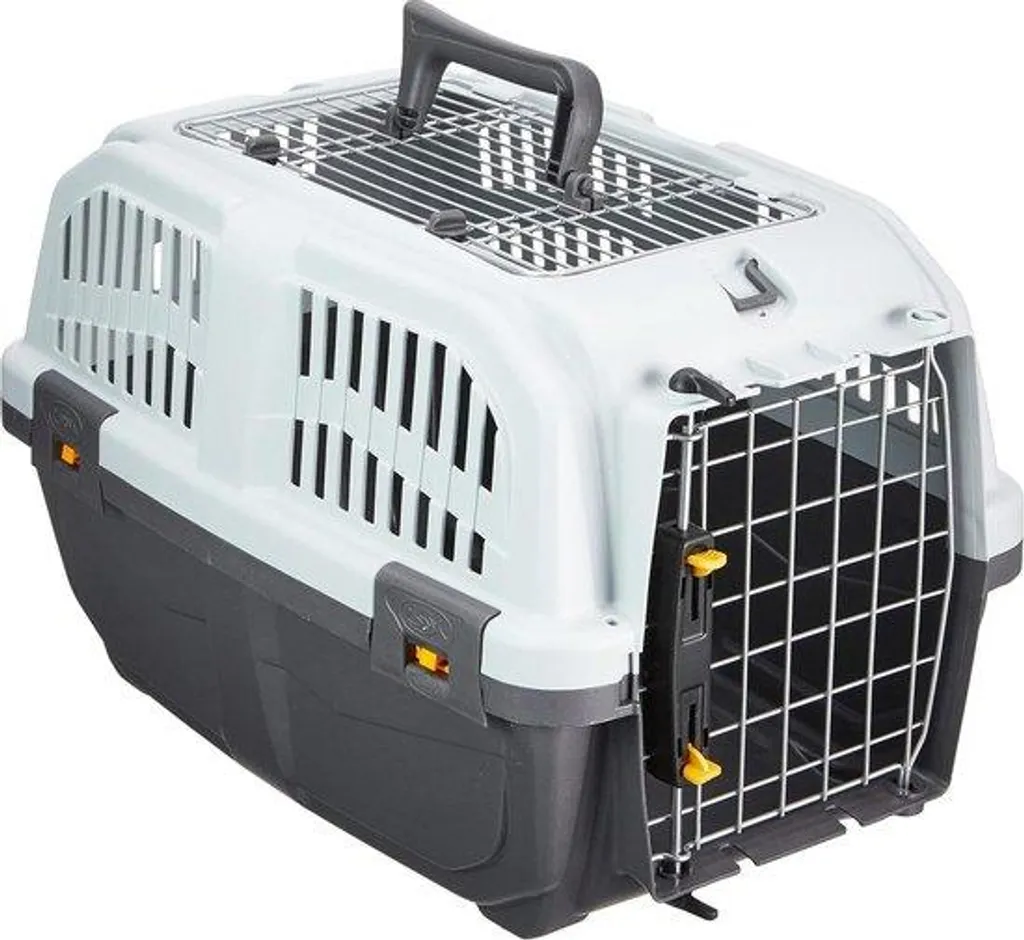 Cage transport chat anti-stress et sécurisée sable - Taille 48 cm