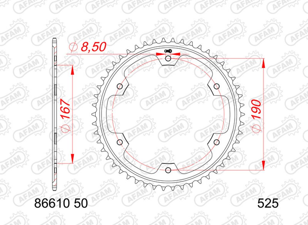 AFAM Kettenrad Stahl Standard - 525