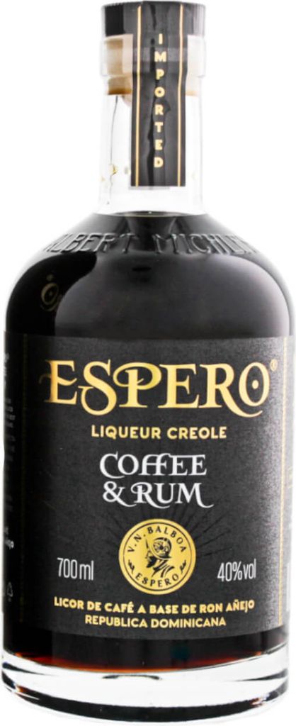 A bottle of Espero Coffee & Rum Liqueur.