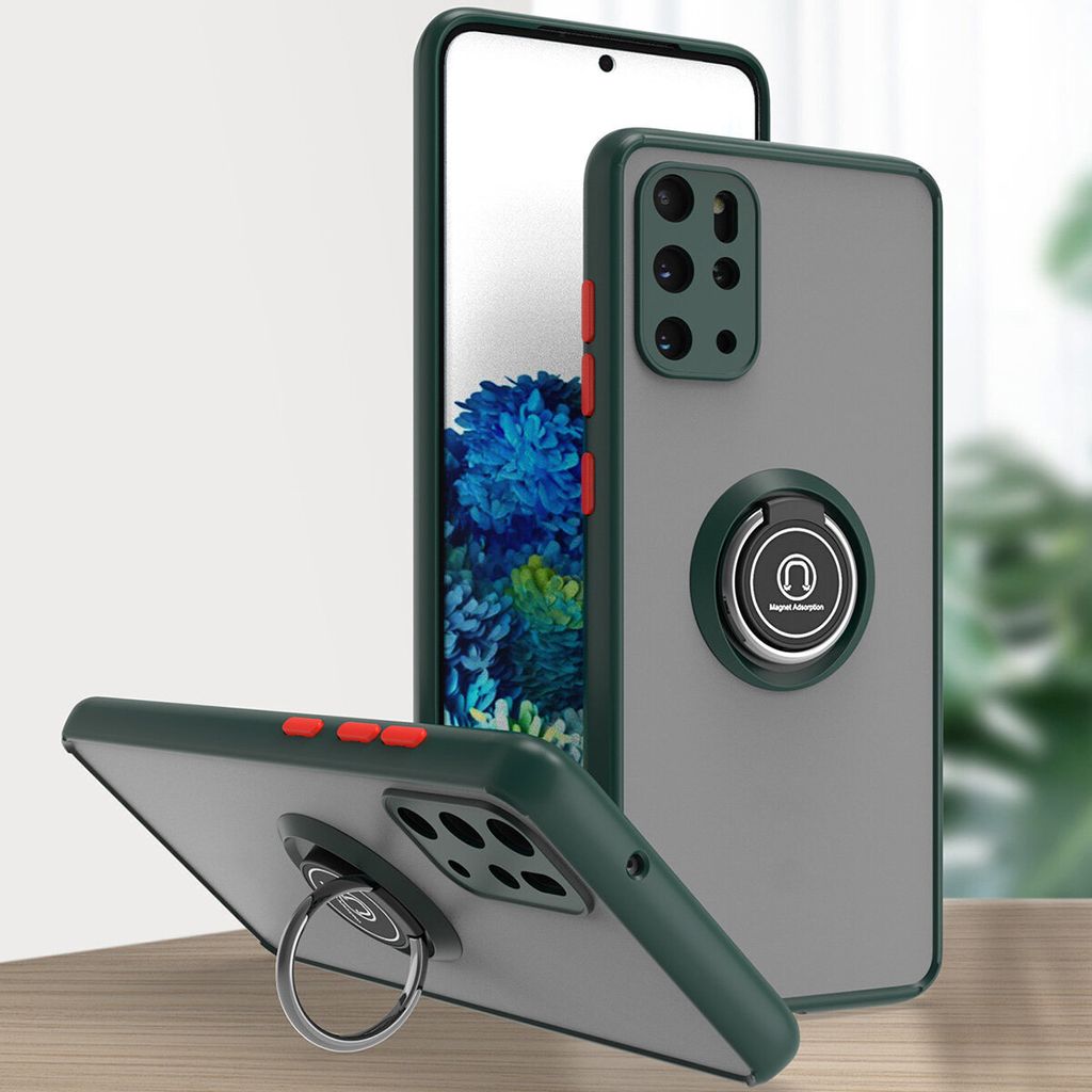 Samsung S20 Plus Hülle, Ring Halter Ständer Matte Transluzent TPU Rahmen Stoßfest Schutzhülle für Samsung Galaxy S20 Plus dunkelgrün