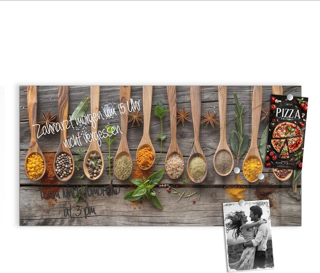 Magnettafel 100x50cm Pinnwand Whiteboard beschreibbar - Küchengewürze